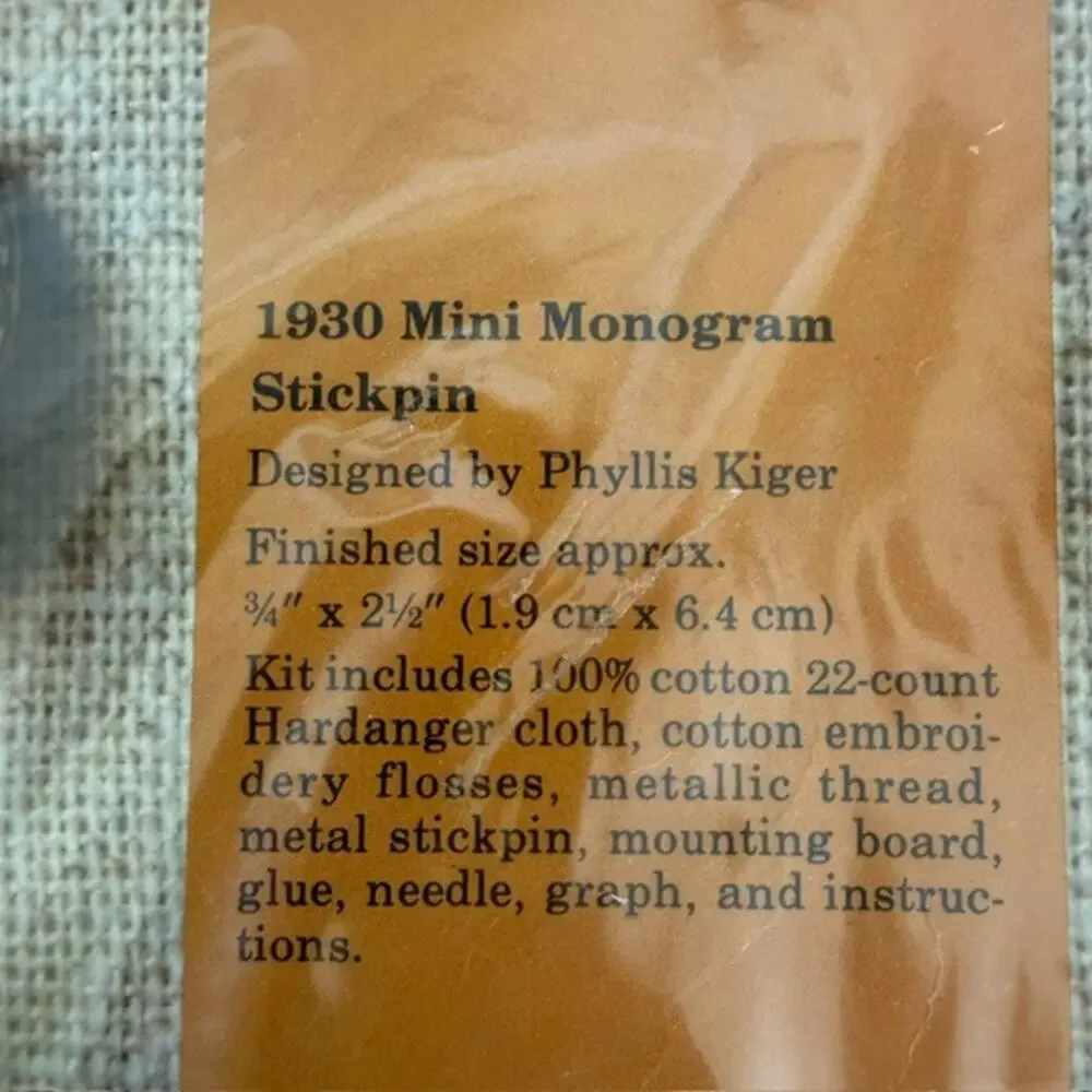 Vintage The Creative Circle #1930 Mini Monogram Stickpin Kit